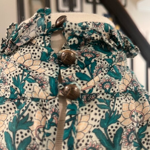014 Anthropologie Let Me Be High Neck Printed Peasant Blouse NWOT Size XXS - Picture 13 of 14